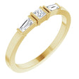 14K Gold Square Natural Diamond Accented Stackable Ring - Yellow Gold