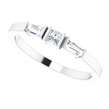 Platinum Square Natural Diamond Accented Stackable Ring - view 5