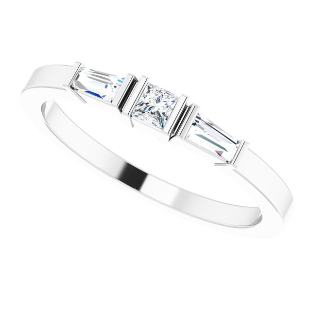 Platinum Square Natural Diamond Accented Stackable Ring - view 5