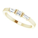 14K Gold Square Natural Diamond Accented Stackable Ring - Yellow Gold - view 5
