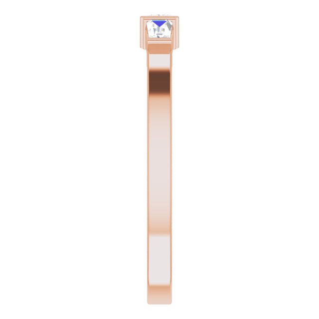 14K Gold Square Natural Diamond Accented Stackable Ring - Rose Gold - view 4
