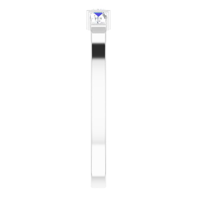 Platinum Square Natural Diamond Accented Stackable Ring - view 4