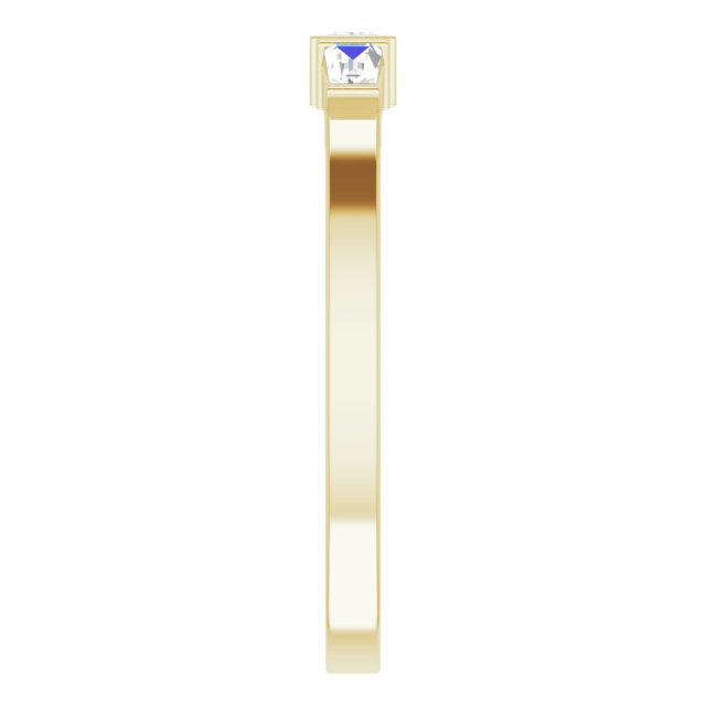 14K Gold Square Natural Diamond Accented Stackable Ring - Yellow Gold - view 4