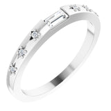 14K Gold Straight Baguette Natural Diamond Stackable Ring – 4x2mm - White Gold