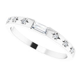 Platinum Straight Baguette Natural Diamond Stackable Ring – 4x2mm - view 5