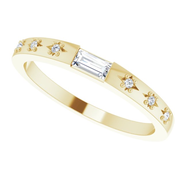14K Gold Straight Baguette Natural Diamond Stackable Ring – 4x2mm - Yellow Gold - view 5