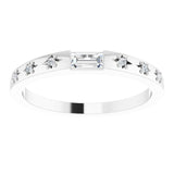 Platinum Straight Baguette Natural Diamond Stackable Ring – 4x2mm - view 3