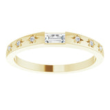 14K Gold Straight Baguette Natural Diamond Stackable Ring – 4x2mm - Yellow Gold - view 3