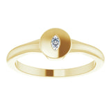 14K Gold Marquise Natural Diamond Solitaire Signet Ring - Yellow Gold - view 3