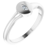 14K Gold Marquise Natural Diamond Solitaire Signet Ring - White Gold