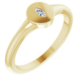14K Gold Marquise Natural Diamond Solitaire Signet Ring - Yellow Gold