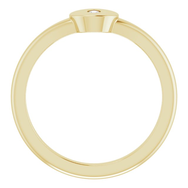 14K Gold Marquise Natural Diamond Solitaire Signet Ring - Yellow Gold - view 2