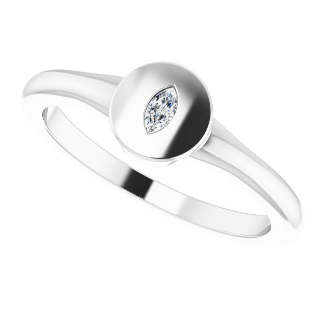 Platinum Marquise Natural Diamond Solitaire Signet Ring - view 5