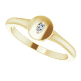 14K Gold Marquise Natural Diamond Solitaire Signet Ring - Yellow Gold - view 5