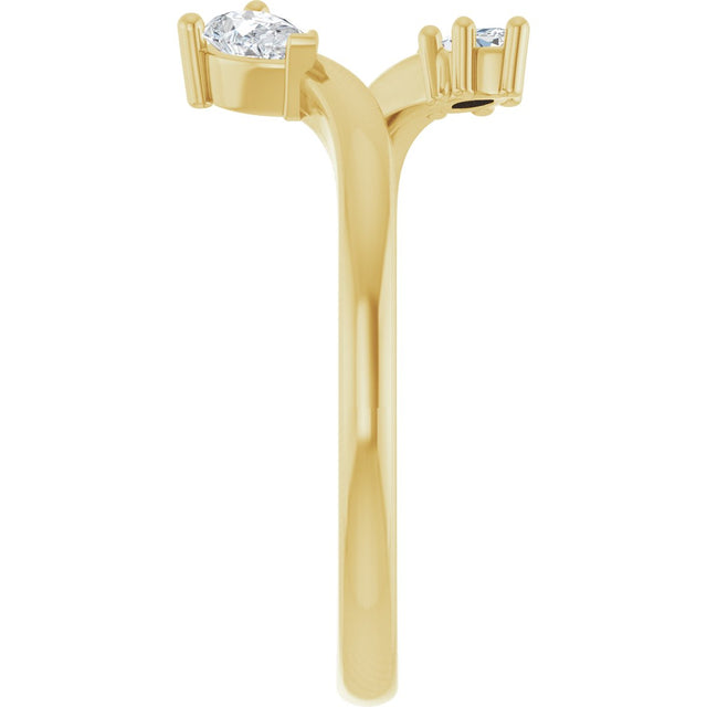 14K Gold Natural Diamond Negative Space Ring II - Yellow Gold - view 4