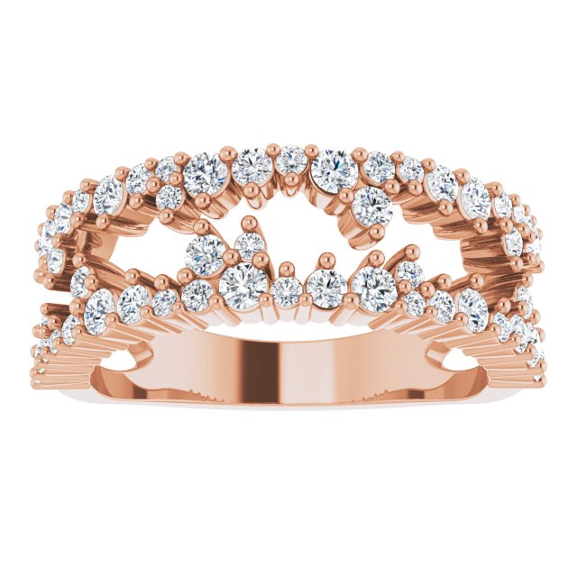 14K Gold Round Natural Diamond Accented Negative Space Ring II - Rose Gold - view 3