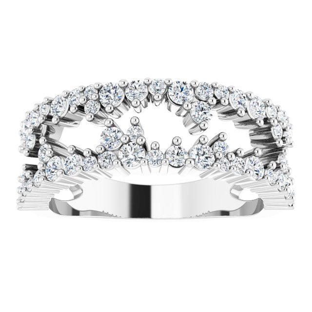 Platinum Round Natural Diamond Accented Negative Space Ring II - view 3