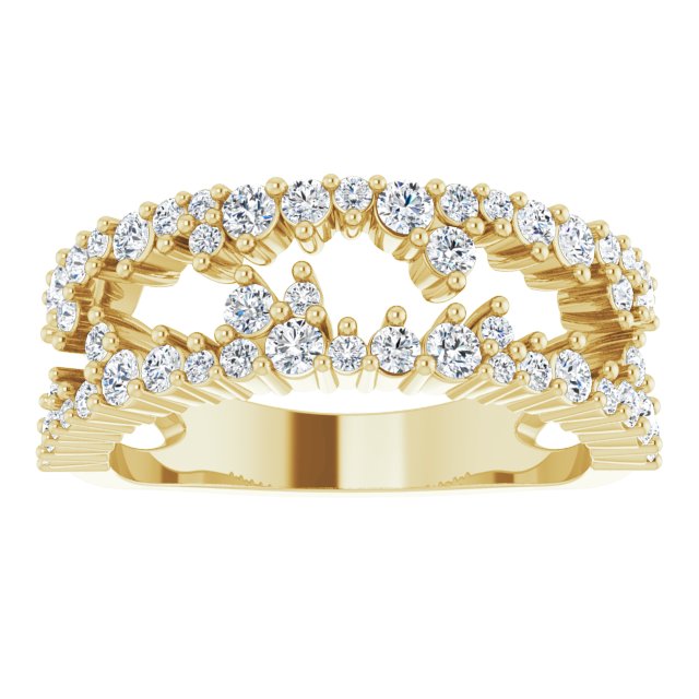 14K Gold Round Natural Diamond Accented Negative Space Ring II - Yellow Gold - view 3