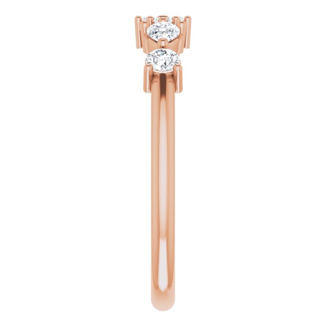 14K Gold Pear Natural Diamond Stackable Ring - Rose Gold - view 4