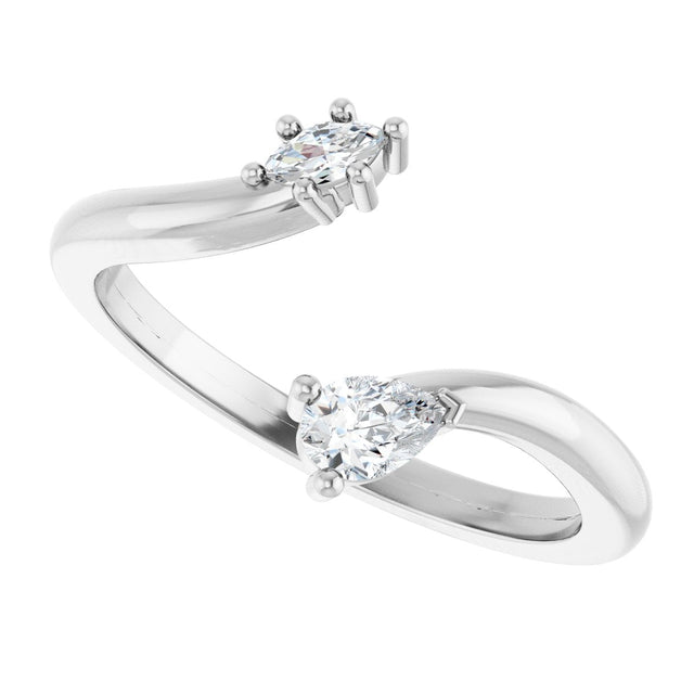 14K Gold Natural Diamond Negative Space Ring II - White Gold - view 5