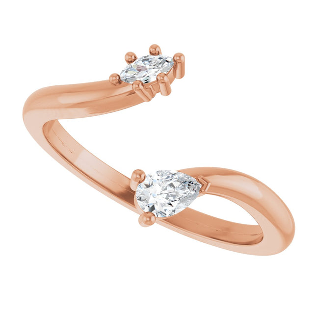 14K Gold Natural Diamond Negative Space Ring II - Rose Gold - view 5