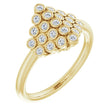 14K Gold Round Natural Diamond Bezel-Set Cluster Ring - Yellow Gold