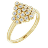 14K Gold Round Natural Diamond Bezel-Set Cluster Ring - Yellow Gold