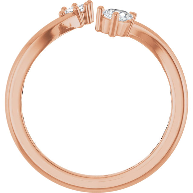 14K Gold Natural Diamond Negative Space Ring II - Rose Gold - view 2
