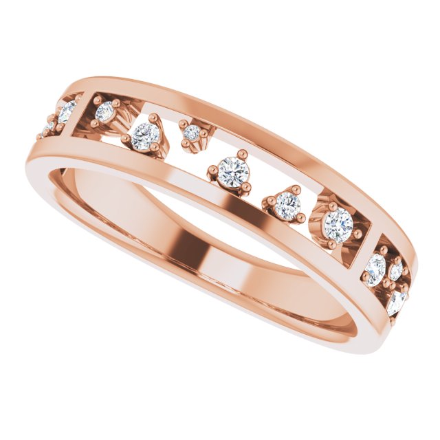 14K Gold Round Natural Diamond Stackable Negative Space Ring - Rose Gold - view 5