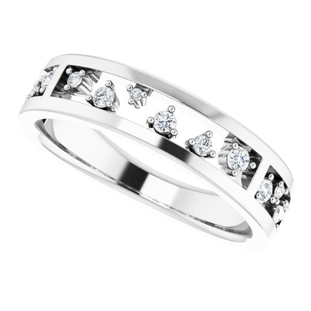 Platinum Round Natural Diamond Stackable Negative Space Ring - view 5