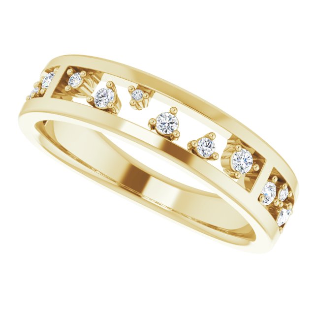 14K Gold Round Natural Diamond Stackable Negative Space Ring - Yellow Gold - view 5