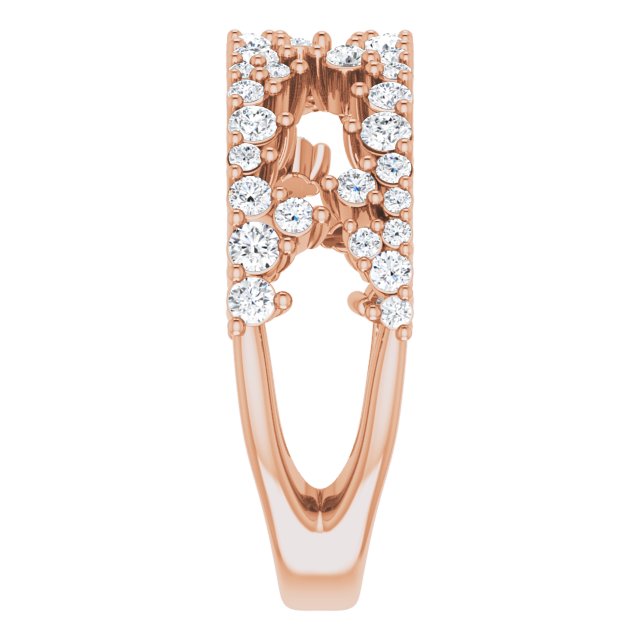 14K Gold Round Natural Diamond Accented Negative Space Ring II - Rose Gold - view 4