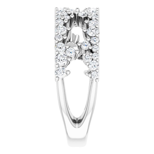 Platinum Round Natural Diamond Accented Negative Space Ring II - view 4