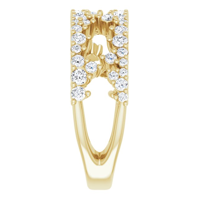 14K Gold Round Natural Diamond Accented Negative Space Ring II - Yellow Gold - view 4