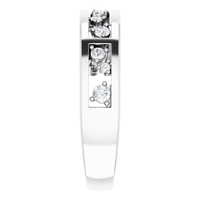 Platinum Round Natural Diamond Stackable Negative Space Ring - view 4