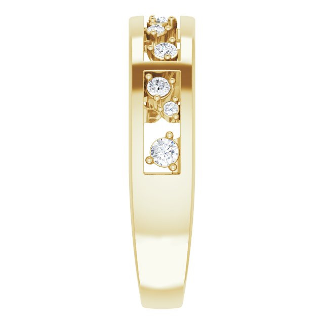 14K Gold Round Natural Diamond Stackable Negative Space Ring - Yellow Gold - view 4