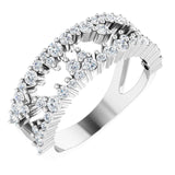 14K Gold Round Natural Diamond Accented Negative Space Ring II - White Gold