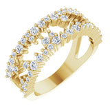 14K Gold Round Natural Diamond Accented Negative Space Ring II - Yellow Gold