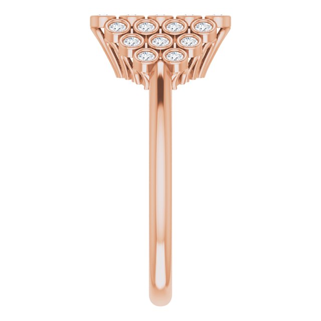 14K Gold Round Natural Diamond Bezel-Set Cluster Ring - Rose Gold - view 4