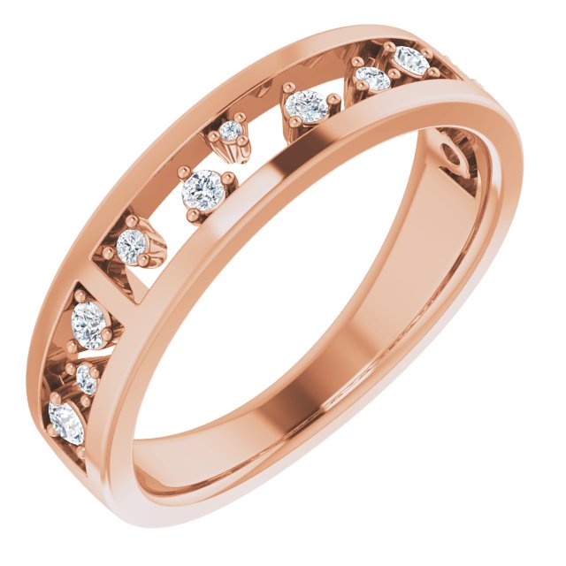 14K Gold Round Natural Diamond Stackable Negative Space Ring - Rose Gold