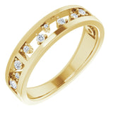 14K Gold Round Natural Diamond Stackable Negative Space Ring - Yellow Gold