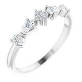 14K Gold Pear Natural Diamond Stackable Ring - White Gold