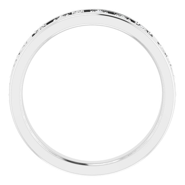 Platinum Round Natural Diamond Stackable Negative Space Ring - view 2
