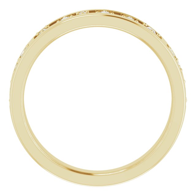 14K Gold Round Natural Diamond Stackable Negative Space Ring - Yellow Gold - view 2