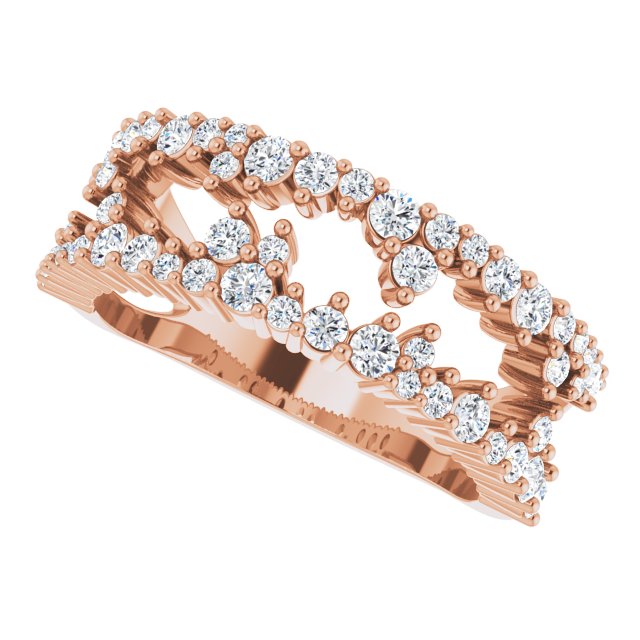 14K Gold Round Natural Diamond Accented Negative Space Ring II - Rose Gold - view 5