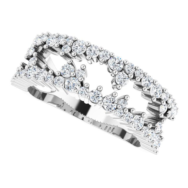 14K Gold Round Natural Diamond Accented Negative Space Ring II - White Gold - view 5