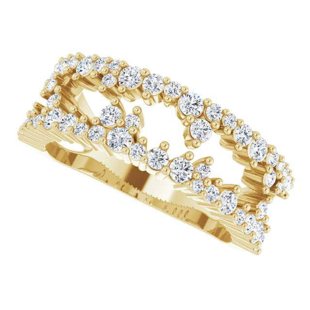 14K Gold Round Natural Diamond Accented Negative Space Ring II - Yellow Gold - view 5