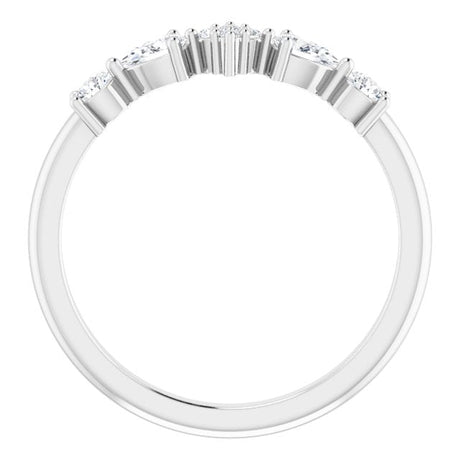 Platinum Pear Natural Diamond Stackable Ring - view 2
