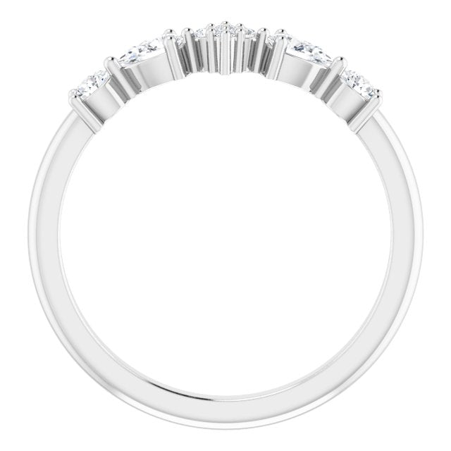 Platinum Pear Natural Diamond Stackable Ring - view 2