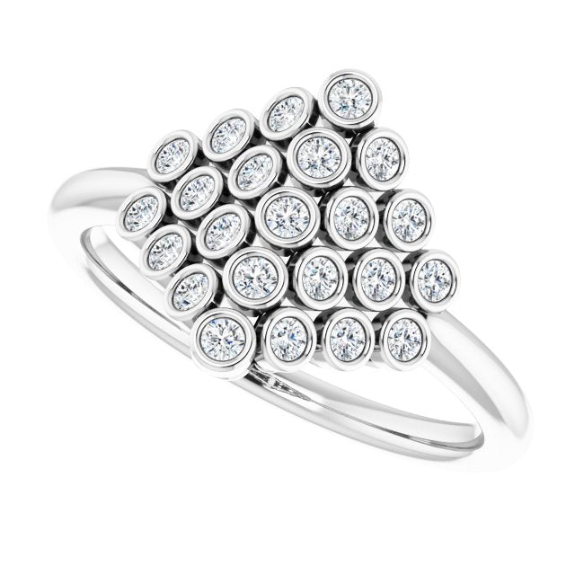 Platinum Round Natural Diamond Bezel-Set Cluster Ring - view 5